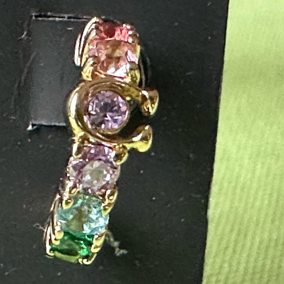 COACH SIGNATURE RAINBOW TENNIS HUGGIE EARRINGS:NWT RAINBOW CL260 - Picture 5 of 11